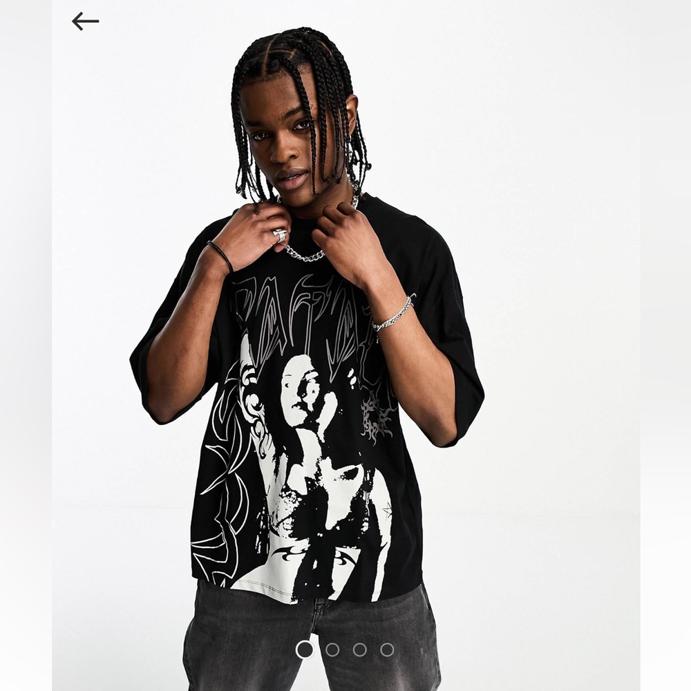 Asos design oversized T-shirt in black with visual grunge Print